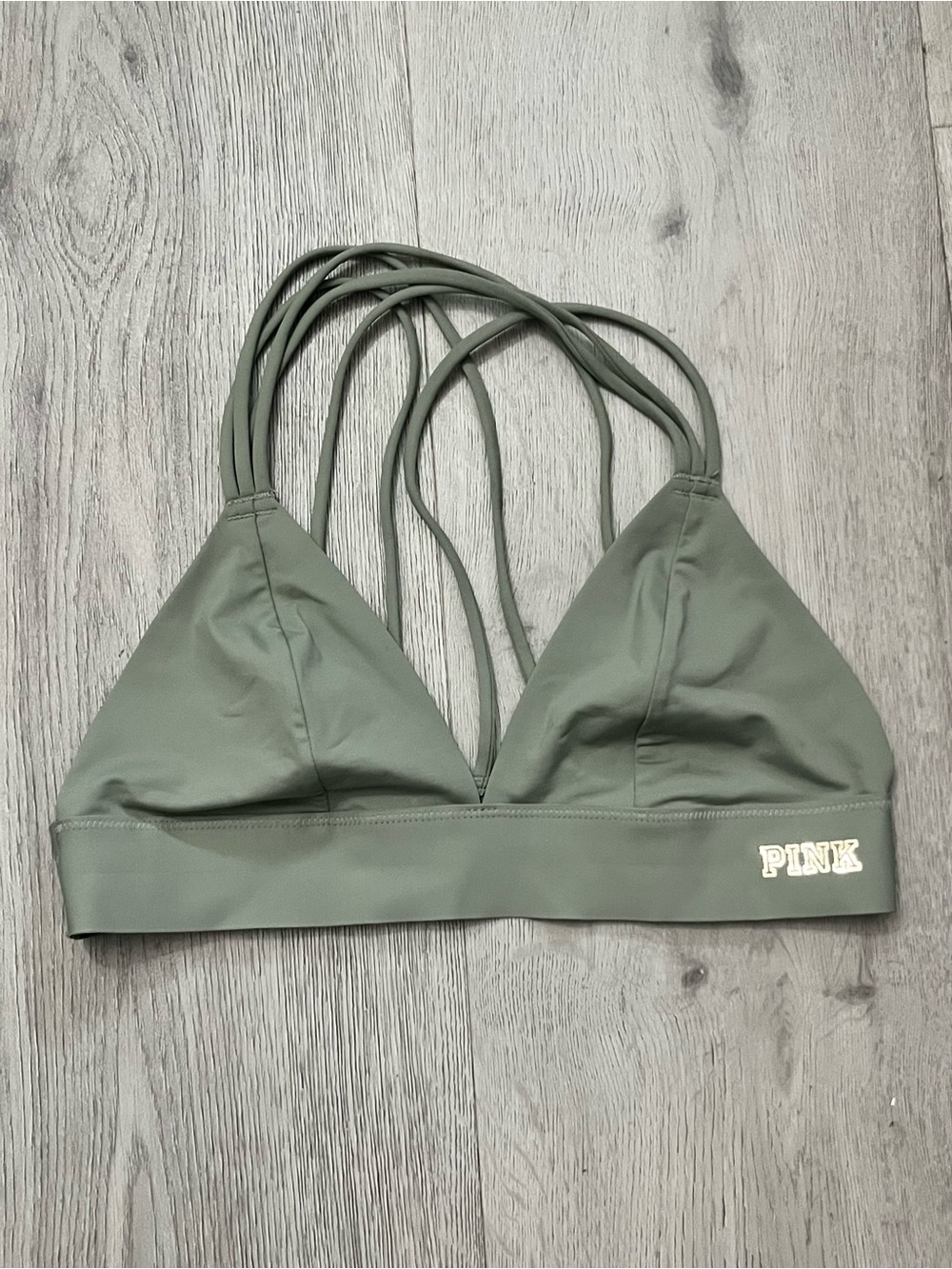 Victoria's Secret PINK Strappy Bralette in Sage Green